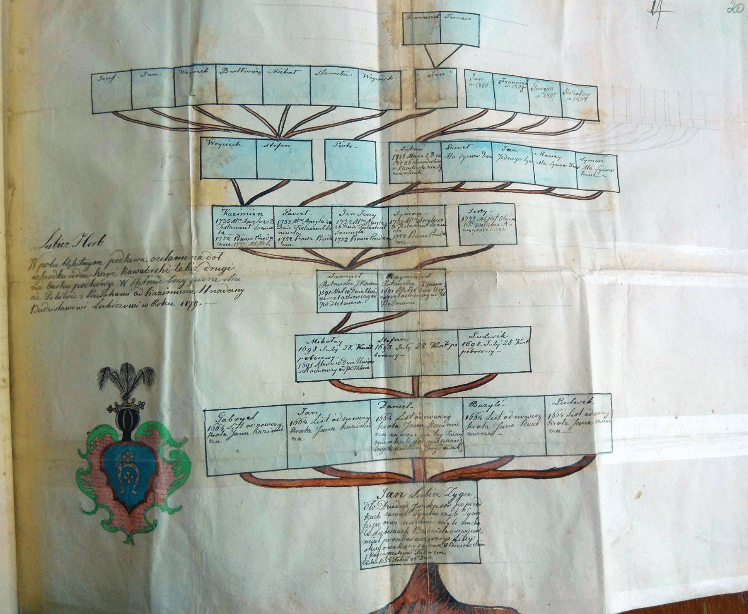 Arbre genealogique ou document de recherche familiale.